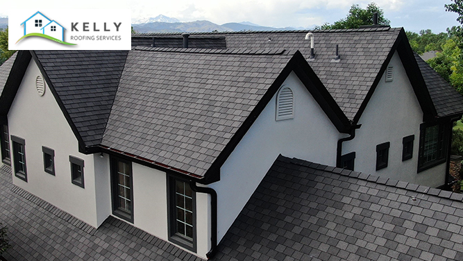 Asphalt shingles on a mansard roof